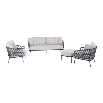 4 Seasons Calpi stoel-bank loungeset met voetenbank - 4-delig 