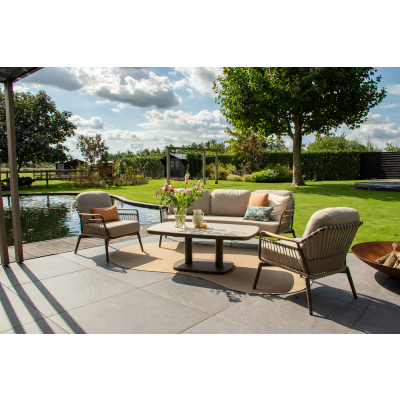 Tenerife/Welton verstelbare rope stoel-bank loungeset - Terre/Teak