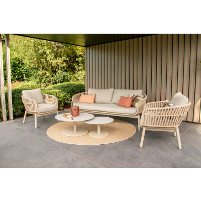 Romeo/Orion rope stoel-bank loungeset - Latte