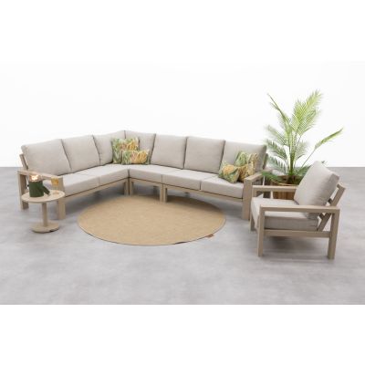 Verano lounge hoekbank + loungestoel (5-delig) - Latte