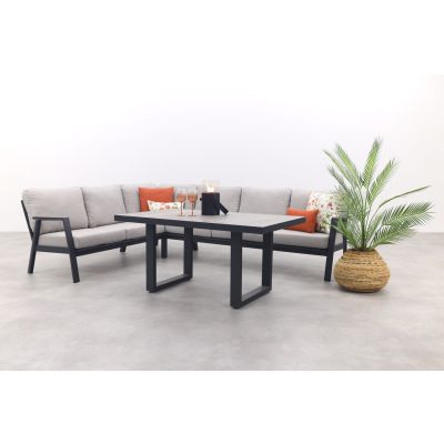 Viento/Darwin L-vorm lounge-/diningset links/rechts opstelbaar - Royal Grey/Antraciet