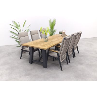 Solaro/Keltex verstelbare tuinset 265x101 cm. (7-delig) - Teak/Zand