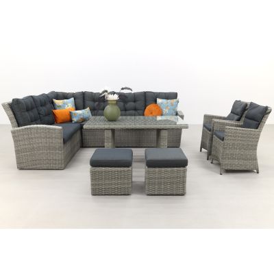 Lounge/diningset San Marino - Paloma grijs + 2x Mante tuinstoel