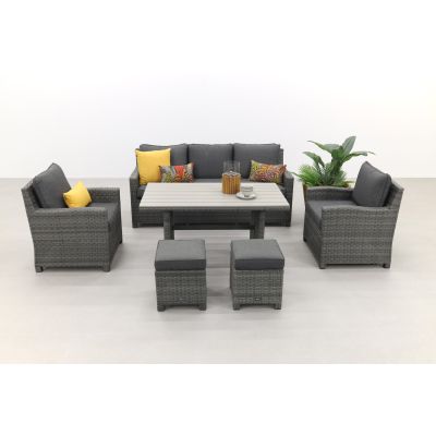 Delta lounge diningset - 6 delig- Organic grey