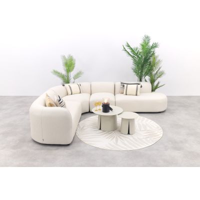Madeira/Velora ronde loungeset links + tussenelement - Naturel Sunbrella/Cream