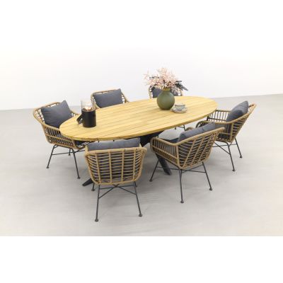 Garden Impressions Margriet natural/Taste Prado Ellips 240x115 cm. tuinset - 7-delig