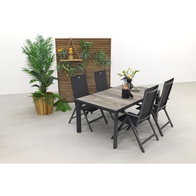Hartman Napoli/Kings 4-persoons verstelbare tuinset 180x100 cm. - Antraciet