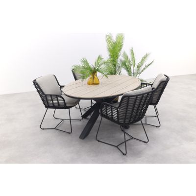 4 Seasons Fabrice antraciet / GI Edison 180 x 115 cm. tafel - ovale tuinset 4 Seasons Fabrice antraciet / GI Edison 180 x 115 cm. tafel - ovale tuinset