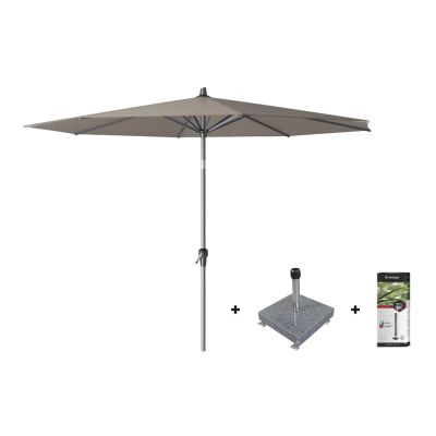 Platinum Riva stokparasol 3 m. rond - Premium - Havanna Taupe met voet en hoes