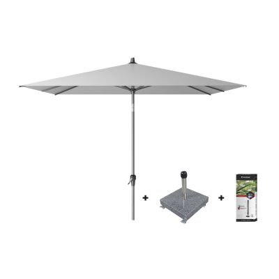 Platinum Riva stokparasol 2.5x2.5 - Light Grey met voet en hoes