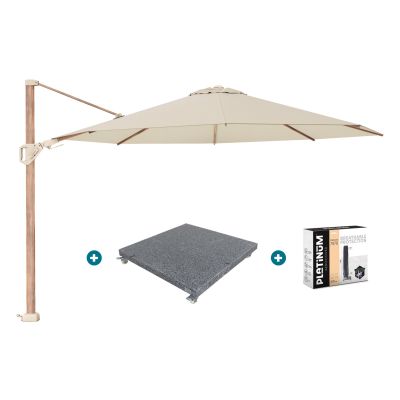 Platinum Challenger Premium T2 3.5 Rond - Champagne Teak met voet en hoes