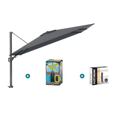 Platinum Challenger zweefparasol Premium T2 2,6x3,5 m - Faded Black met ingraafvoet en hoes