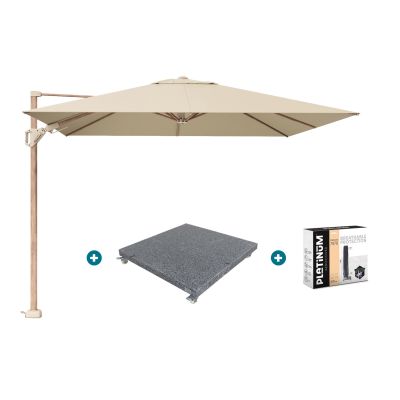 Platinum Challenger Premium T2 3x3 m Champagne Teak - met voet en hoes