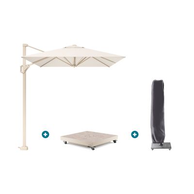 Platinum Voyager zweefparasol T1 2,5x2,5 m. - Sand Ivory met vulbare voet en hoes