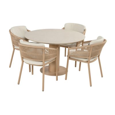 Hartman Altea/Girona ronde tuinset voor 4 personen 120 cm. - Cappuccino