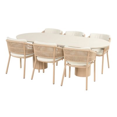 Hartman Altea/Valencia ovale tuinset voor 6 personen 220x100 cm. - Cappuccino