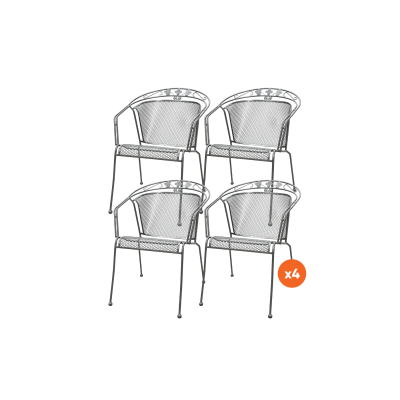 Set van 4 - Elegance strekmetaal stapelbare tuinstoel - Antraciet