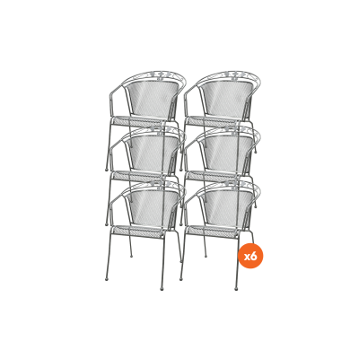 Set van 6 - Elegance strekmetaal stapelbare tuinstoel - Antraciet