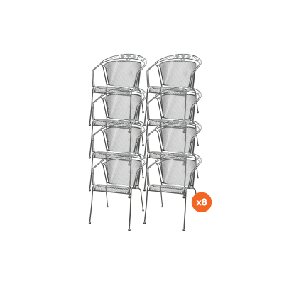 Set van 8 - Elegance strekmetaal stapelbare tuinstoel - Antraciet