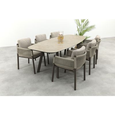 4SO Savanne/Manolo 6-persoons Deens ovale tuinset 240x103 cm. - Terre