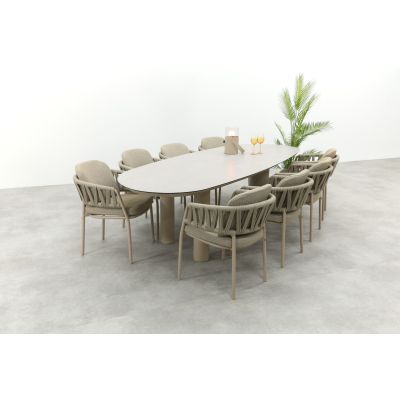 Taste Calma/Denia 8-persoons organische tuinset 290x110 cm. - Latte