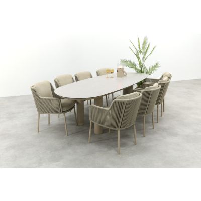 4SO Bernini/Denia 8-persoons organische tuinset 290x110 cm. - Latte