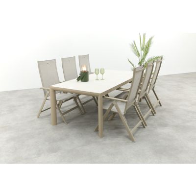 Hartman Napoli/Kings verstelbare tuinset voor 6 personen 220x100 cm. - Latte