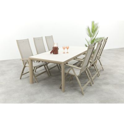 Hartman Roma/Kings verstelbare tuinset voor 6 personen 220x100 cm. - Latte