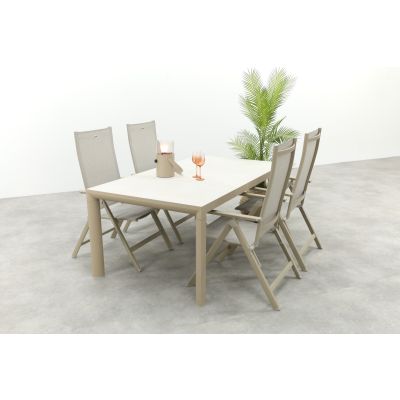 Hartman Napoli/Kings verstelbare 4-persoons tuinset 180x100 cm. - Latte