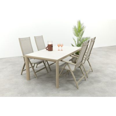 Hartman Roma/Kings verstelbare 4-persoons tuinset 180x100 cm. - Latte