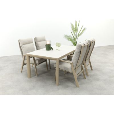 Lagos/Kings verstelbare 4-persoons tuinset 180x100 cm. - Latte