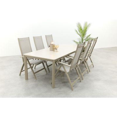 Hartman Roma/Kyra verstelbare tuinset voor 6 personen 240x100 cm. - Latte