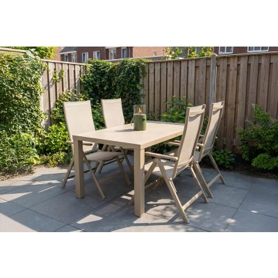 Hartman Napoli/Lena dining tuinset verstelbaar voor 4 personen 160x90 cm. - Latte