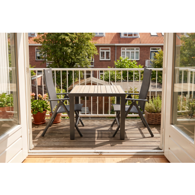 Hartman Napoli/Nola verstelbare tuinset 90x90 cm. - Antraciet/Houtlook