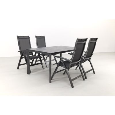 Kettler Altura/Edge verstelbare aluminium tuinset voor 4 personen 160x95 cm. - Antraciet
