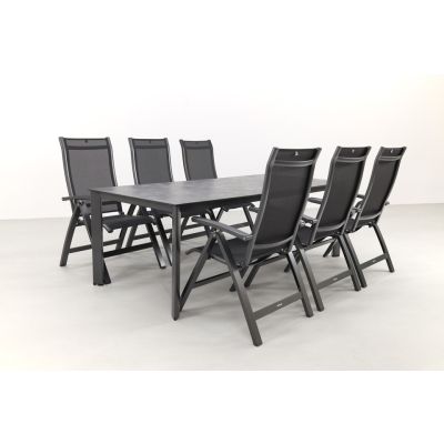 Kettler Altura/Edge verstelbare aluminium tuinset voor 6 personen 220x95 cm. - Antraciet