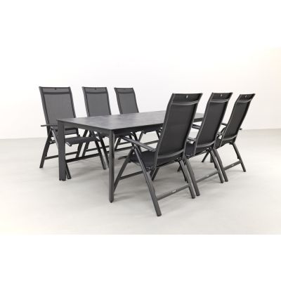 Kettler Legato/Edge verstelbare aluminium tuinset voor 6 personen 220x95 cm. - Antraciet