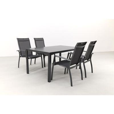 Kettler Legato Curve/Cubic 4-persoons stapelbare tuinset 160x95 cm. - Antraciet