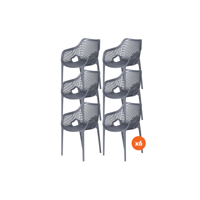 Set van 6 - Madino Air stapelbare stoel - Grijs