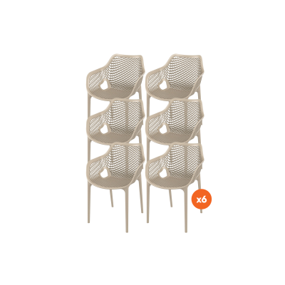 Set van 6 - Madino Air stapelbare stoel - Taupe