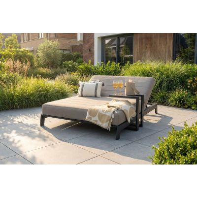 Mexico 2-persoons sunbrella ligbed met bijzettafel - Taupe