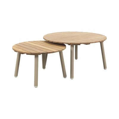 Mindo alu/teak ronde loungetafel set - Latte