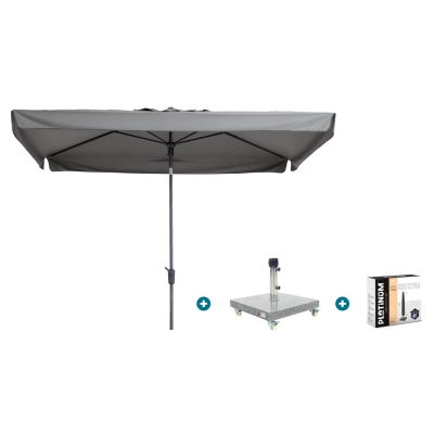 Madison Delos Luxe stokparasol 200x300 cm. - Light grey met Sevilla voet en hoes
