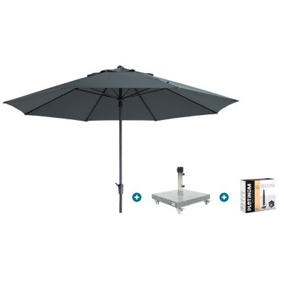 Madison Timor Luxe stokparasol Ø400 cm. - Grey met Sevilla voet en hoes