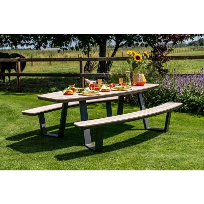 GI Bell ovale 6-persoons picknicktafel 220x193cm.