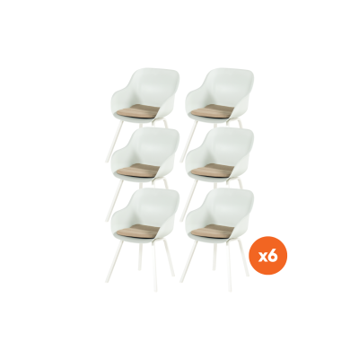 Set van 6 - Hartman Le Soleil Element dining tuin armstoelen - Cotton White