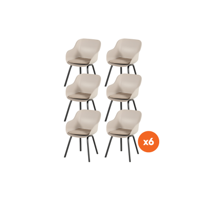 Set van 6 - Hartman Le Soleil Element dining armstoel - Soft Taupe/Black