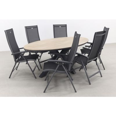 Hartman Salvatore/GI Edison 6-persoons ovale verstelbare tuinset 220x115 cm.