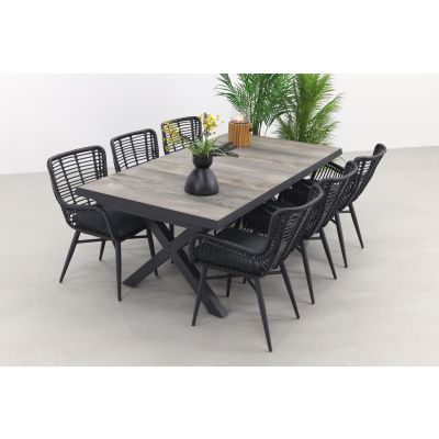 Jasmine Black/Ottowa 6-persoons dining tuinset 205-265x100 cm. - Houtlook
