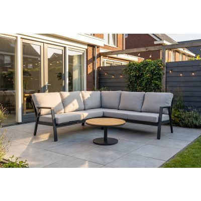 Viento/Canto aluminium hoekbank loungeset - Royal Grey/Teak